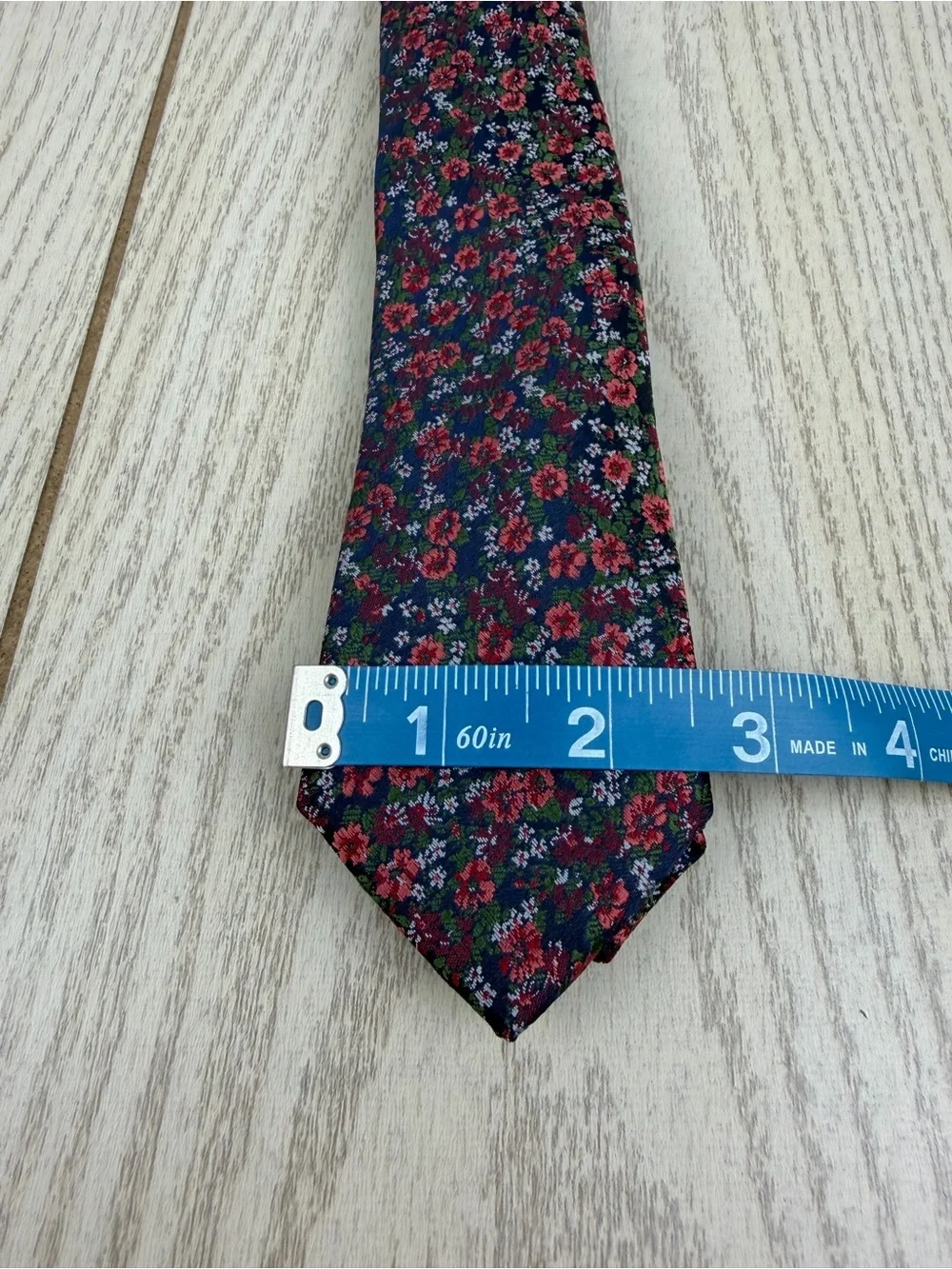 745 Bar III Men's Tie Dennett Floral 630 Coral Blue $55 Polyester Skinny Slim